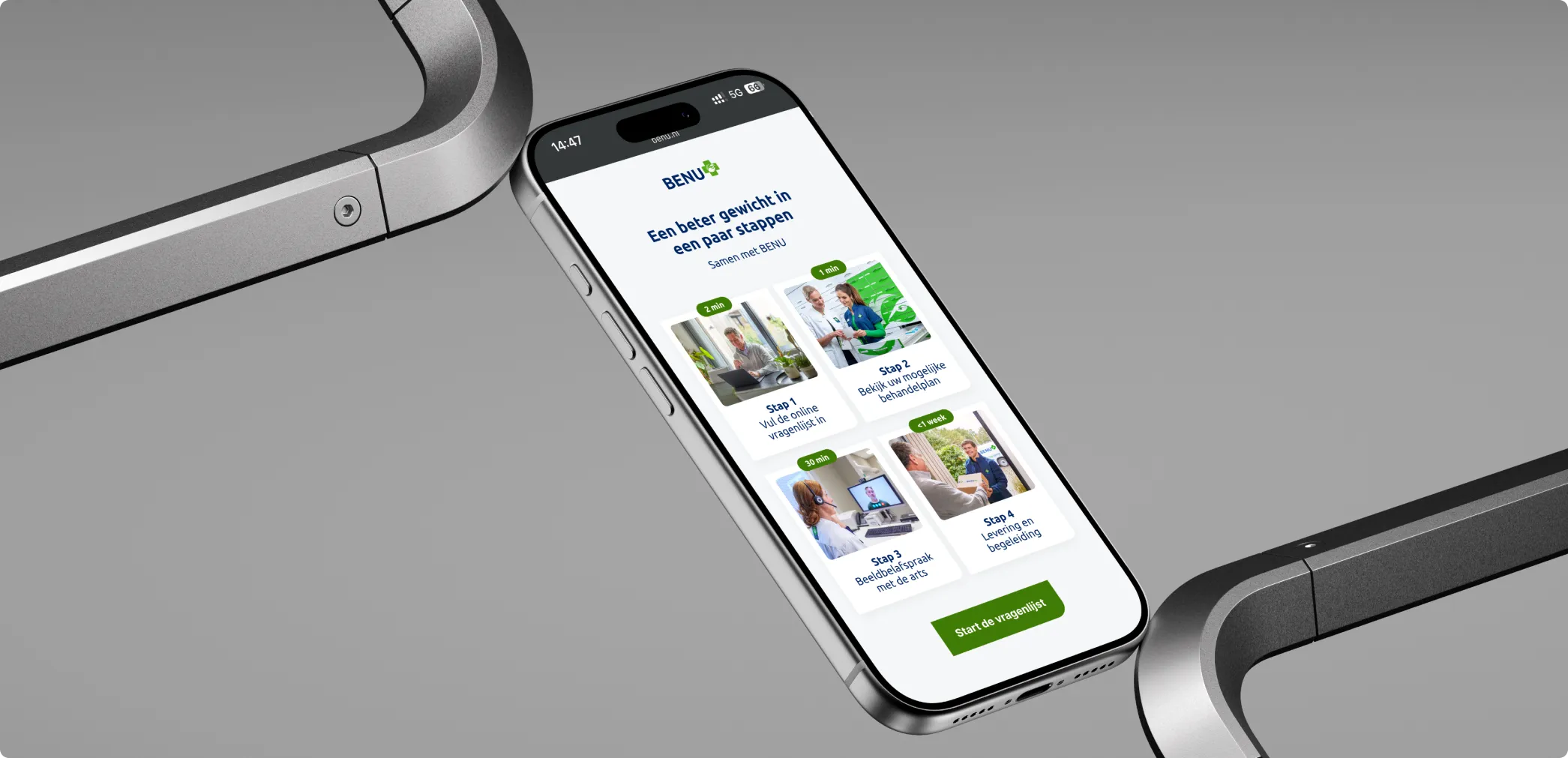 Smartphone met de app van BENU Medisch Afvallen