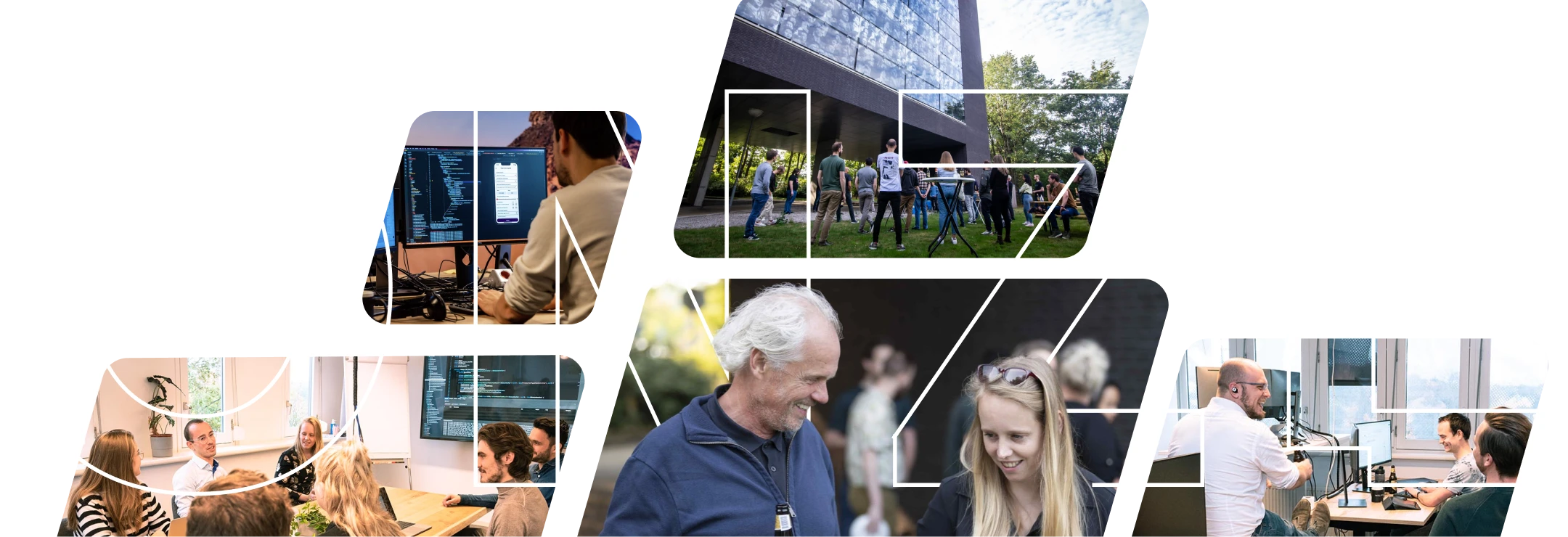 Collage van Wolfpack-collega’s en teamuitjes