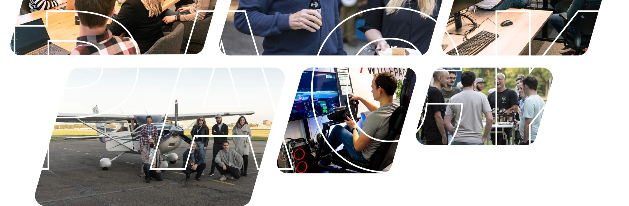 Collage van Wolfpack-collega’s en teamuitjes