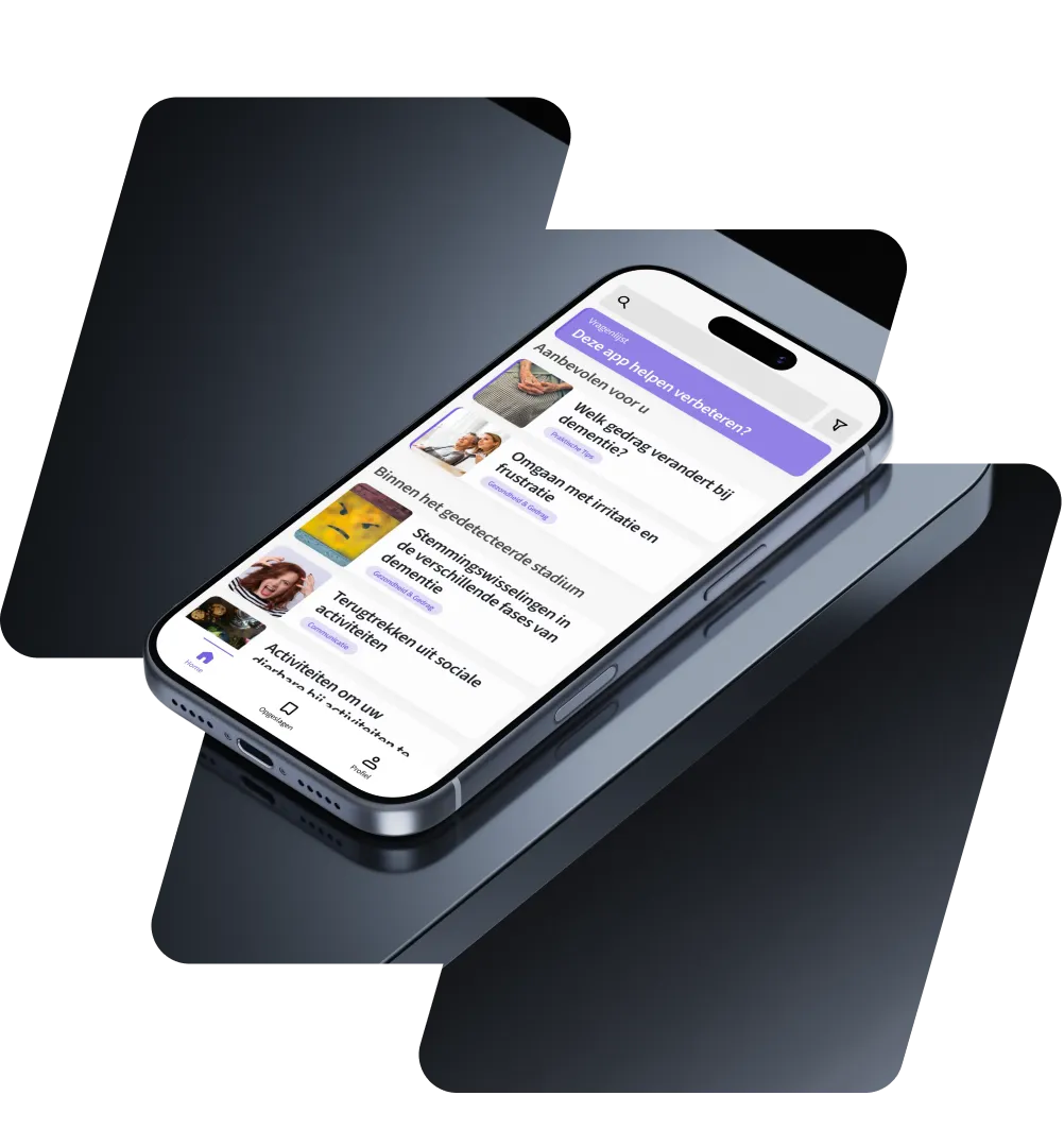 Smartphone met de app van Begrip op Dementie