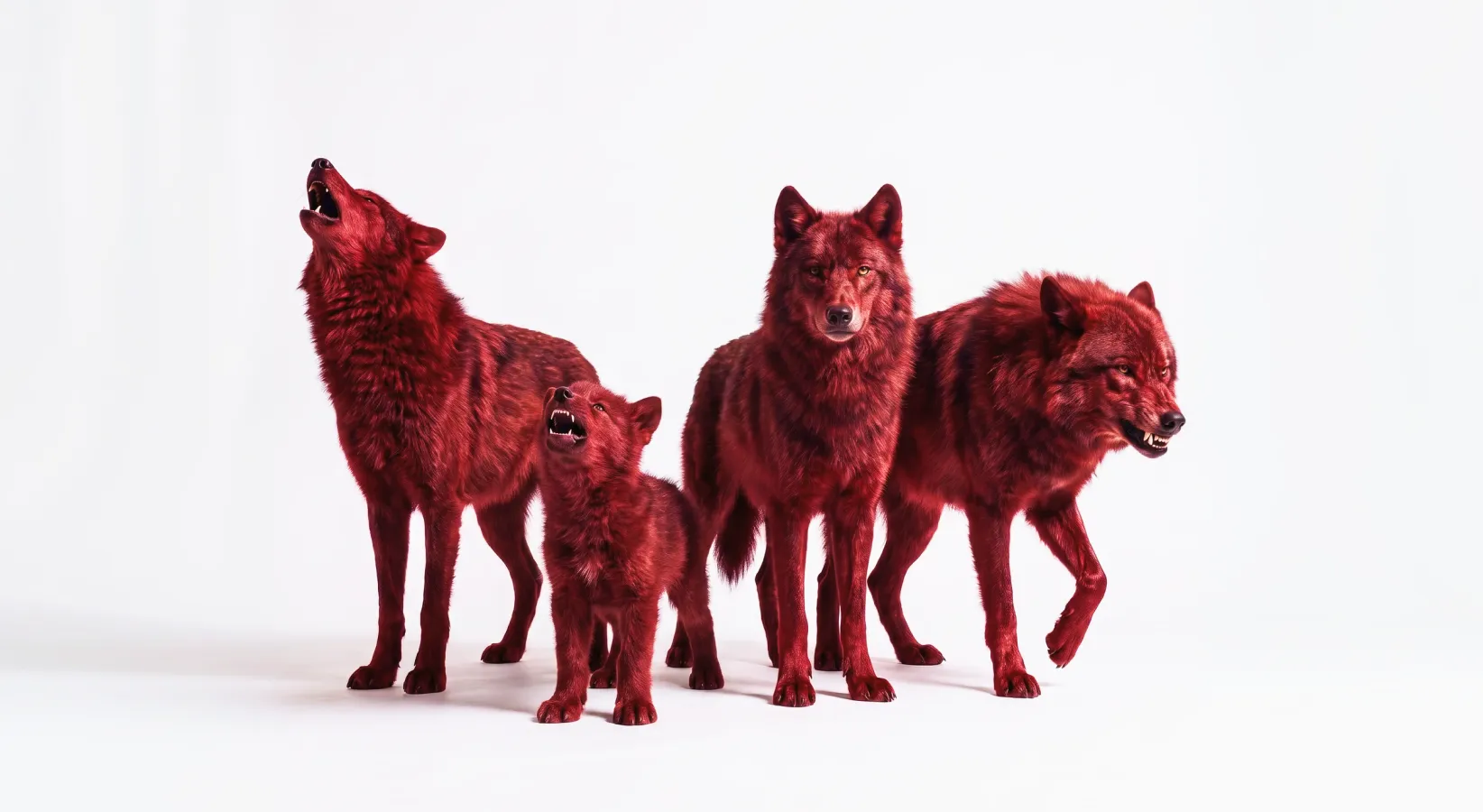 Drie rode wolven van de Wolfpack-roedel